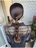 ローポニー　ポニーテール　金箔　たまねぎアレンジ