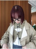 【ami style】ブリーチなし赤カラー×ボブ