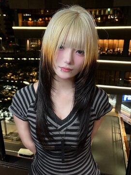 ベレーザ 渋谷(BELEZA) 15723ブリーチ＆ダブルカラーホワイトブロンドラウンドバング