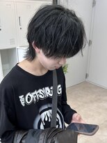 メンズサロン トレヘアー 京都烏丸店(tRe hair)&nbsp;ブルーブラック　フェザーパーマ　サーフカール　センターパート