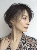 白髪ぼかし脱白髪染め似合わせショートボブ40代50代60代