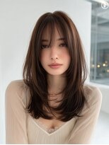 ダル 渋谷/表参道(DAL.)&nbsp;ショコラブラウン顔周り大人美髪ストレートレイヤー