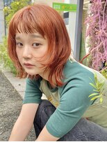 エイム ディクト ヘアー プロデュース(ame D.C.T HAIR PRODUCE) 顔周りレイヤー×オレンジカラー