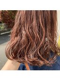 ハイトーンメッシュ細め＋オレンジベージュ