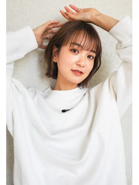 ガーデン オオタカノモリ(garden otakanomori) 前髪あり韓国ボブ×透明感グレージュ耳かけくびレイヤー