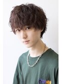 ナチュラルマッシュショートアッシュメンズツーブロックパーマ
