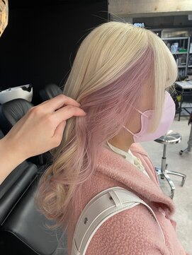 ペレ 渋谷(PELE) h_ デザインカラー/レイヤーカット/オリーブベージュ