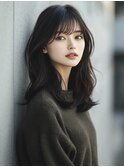 ☆オリーブグレーココアベージュ小顔クラゲヘアー/黒髪/髪質改善