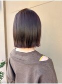外ハネボブ/切りっぱなし/顎下ボブ/暖色系カラー