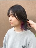 ボブ/インナーカラー/イヤリングカラー/パープル/20代30代40代