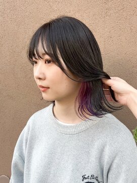 OX CREATION 深草 オックスクリエーション ボブ/インナーカラー/イヤリングカラー/パープル/20代30代40代