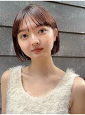 ワイドバングミニボブチェリーレッドショートボブワインレッド