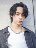 小久保styleフェザーパーマグレーブルーカラー刈り上げショート