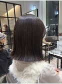 マロングレージュカラー　切りっぱなし　ミディ