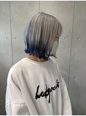 裾カラー/シルバー/ネイビー/切りっぱなしボブ