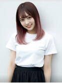 小顔ボブミディアムピンク20代30代40代くびれミディ韓国ヘア