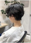 ショートパーマ/ハンサムショート/黒髪/ショートカット