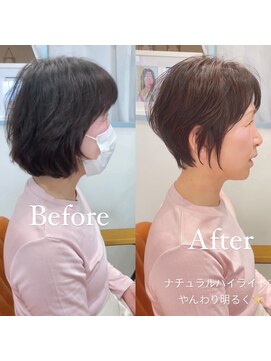 イメチェン小顔似合わせカットクールショート白髪ぼかし