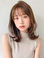 大人かわいいコテ風パーマボブルフ小顔カット薄めバング外ハネ＊