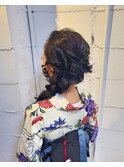 浴衣 サイド 編みおろし ヘアアレンジ