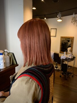 エーダブリューヘアー 三軒茶屋(aW hair) コーラルオレンジ（お客様スタイル）