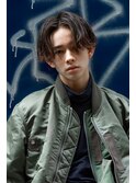 メンズビジネスツーブロックアップバング束感ショートマッシュ