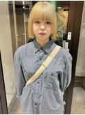村上/切りっぱなしボブベージュカラーダブルカラー20代30代