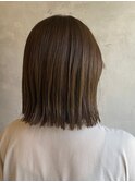 ダブルカラーミルクティーベージュカラーケアブリーチ韓国ボブ