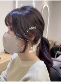 イヤリングカラー×ラベンダーカラー×お顔周りカット