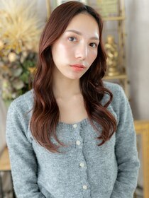 カバーヘア ブリス 戸田公園西口店(COVER HAIR bliss)&nbsp;大人チェリーレッドひし形レイヤーカットa戸田公園20代30代40代