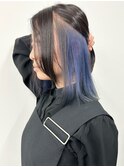 -インナーカラーブルー切りっぱなしボブ大人ボブディ内巻きボブ2