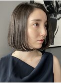 切りっぱなしショート・ボブ/絶壁解消/前髪なし/４0代/30代/丸顔
