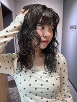 ノラ ギンザ(NORA GINZA)&nbsp;ウルフパーマドライパーマゆるめパーマミディアムパーマ銀座暗髪