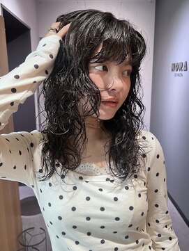 ノラ ギンザ(NORA GINZA) ウルフパーマドライパーマゆるめパーマミディアムパーマ銀座暗髪