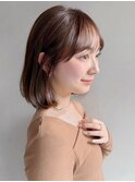 ナチュラルカール前髪セミディデジタルパーマレイヤーカット