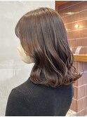 ミディアム顔周りレイヤーカットダブルカラーショートボブ調布