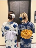 お友達同士でもオススメ！浴衣ヘアセット♪