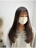 ロングレイヤー×ベージュ