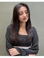 アンフィニー 仙台(ANFINI)&nbsp;小顔髪質改善仙台縮毛矯正レイヤーカットココアベージュ韓国前髪