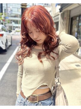 ロチカバイドールヘアー 心斎橋(Rotika by Doll hair) ブリーチ無しダブルカラー×ハイトーンオレンジカラー