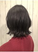 【高塚栞里】透明感グレージュカラー×切りっぱなし 外ハネボブ