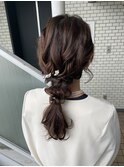 ローポニー 編みおろし ヘアセット 結婚式 成人式ヘア 振袖ヘア