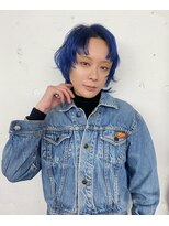 ネイビーブルーのマレットヘア