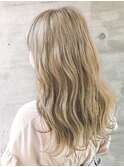 20代30代40代ダブルカラー透明感毛先パーマ肩ライン外ハネ