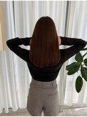 サラツヤロングベージュカラーブリーチしない透明感カラー