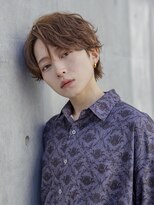 【men`s】フェザーパーマグレー刈り上げショートブルーカラー