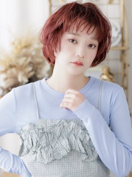 カバーヘア ブリス 戸田公園西口店(COVER HAIR bliss) レッドブラウンアンブレラカラーシャギーボブa戸田公園10代20代