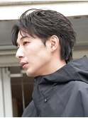 緩め波巻きスパイラルパーマシャドウパーマメンズセンターパート