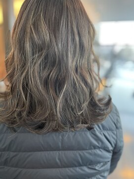 アッシュヘアー 西野店(ASH HAIR) レイヤーロブ×脱白髪染めシークレットハイライト