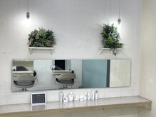 ヘアサロン キュー(hair salon Q)の雰囲気（光触媒のイミテーションプランツでコロナ対策もバッチリ♪）